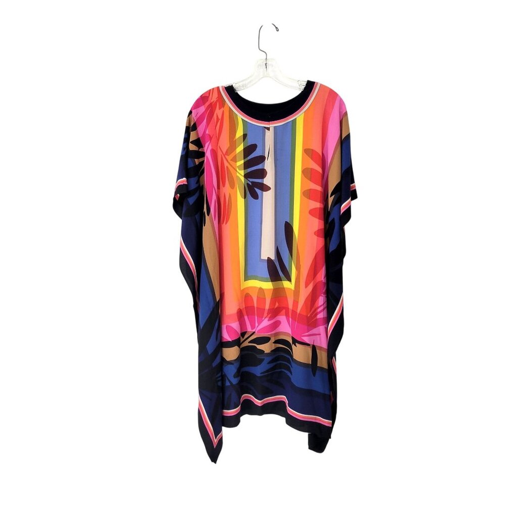 Trina Turk Theodora 100% Silk Multicolor Caftan Tunic Dress Size M/L - Picture 3 of 5